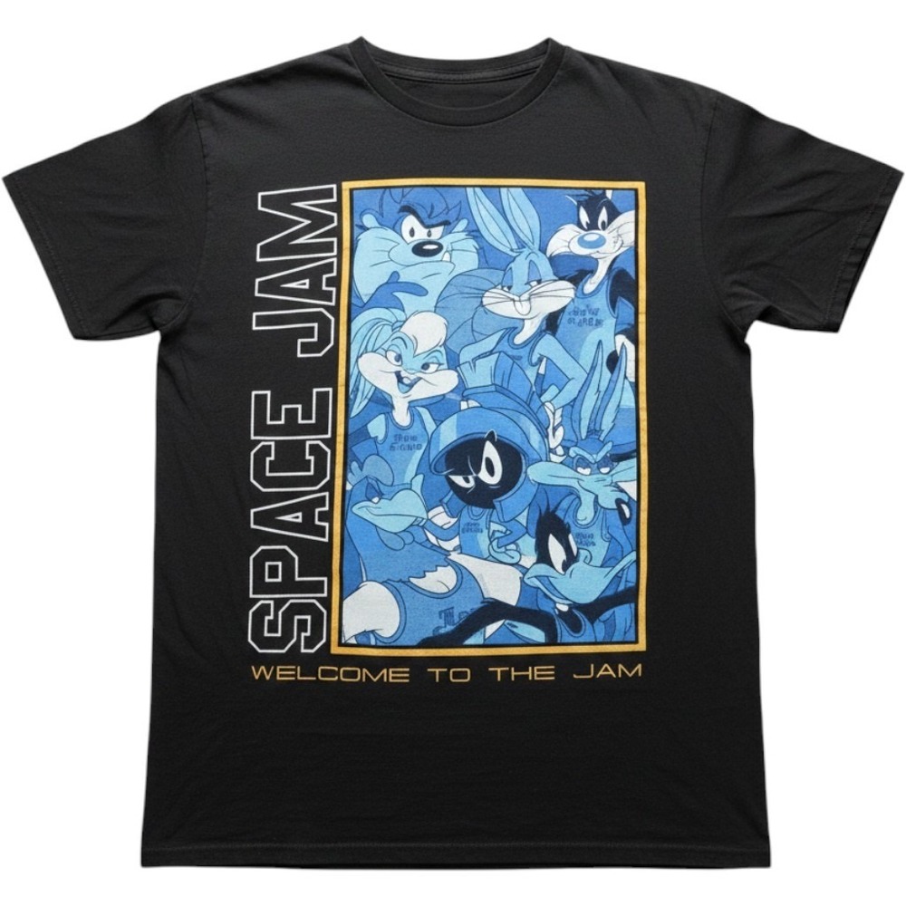 Space Jam Shirt Boys 16 Black Looney Tunes Squad Graphic Short Sleeve Tee Top